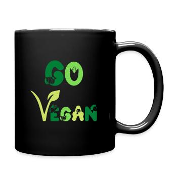 Go Vegan Veganer Veganerin Pro Veggie Green Color - Mug uni - noir - Droite