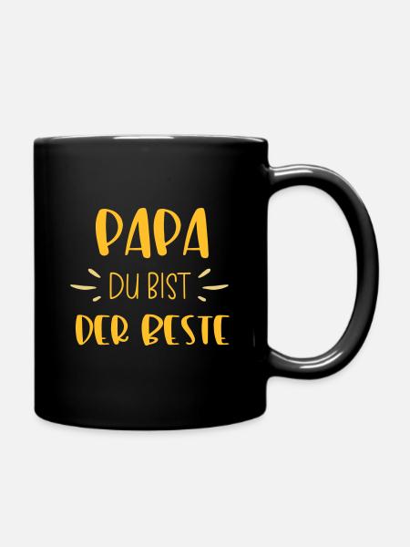 Papa du bist der Beste - Tasse einfarbig - Schwarz