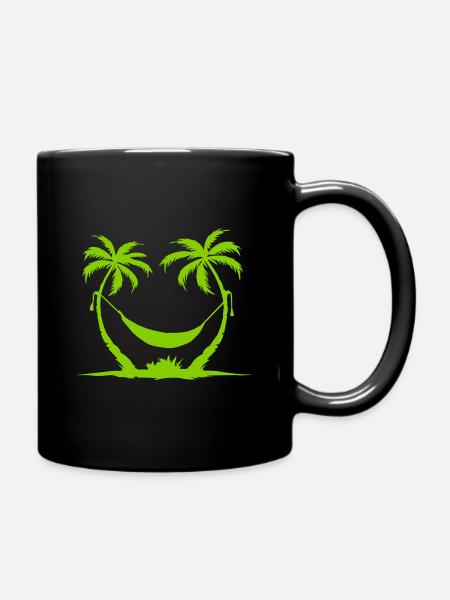 Hängematte zwischen Palmen - Tasse einfarbig - Schwarz