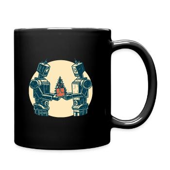 Roboterische Weihnachtsfreude - Tasse einfarbig - Schwarz - Rechts
