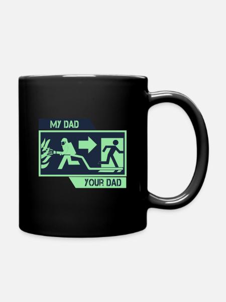 Feuerwehrmann Papa Kind Stolz Geschenkidee - Tasse einfarbig - Schwarz