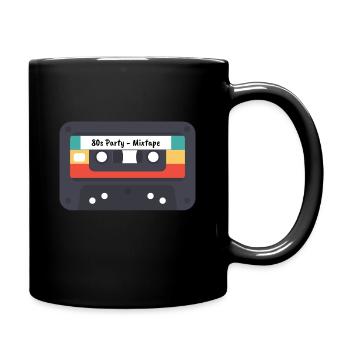 80s Mottoparty 80er Jahre Kleidung Herren u. Damen - Tasse einfarbig - Schwarz - Rechts