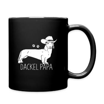 Dackel Papa Hundeliebhaber Dachshund Vatertag - Tasse einfarbig - Schwarz - Rechts