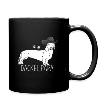 Dackel Papa Hundeliebhaber Dachshund Vatertag Dack - Tasse einfarbig - Schwarz - Rechts