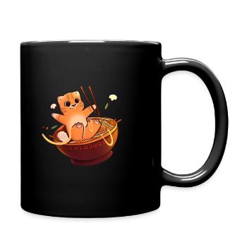 Ramen Cat T Shirt, Japanese Kawaii Cute Cat - Full Colour Mug - black - Right