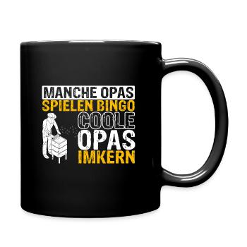 Manche Opas spielen Bingo coole Opas imkern | Imke - Tasse einfarbig - Schwarz - Rechts