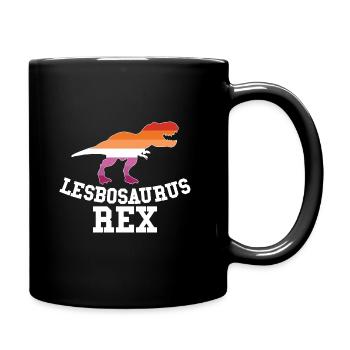 Lesbosaurus Rex - Lesbisch Flagge Homo Ehe Lustig - Tasse einfarbig - Schwarz - Rechts