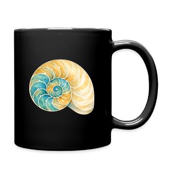 Water-coloured shell spiral - Full Colour Mug - black - Right