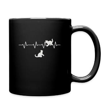 Spielende Katzen Herz Katzensilhouetten Geschenk - Tasse einfarbig - Schwarz - Rechts