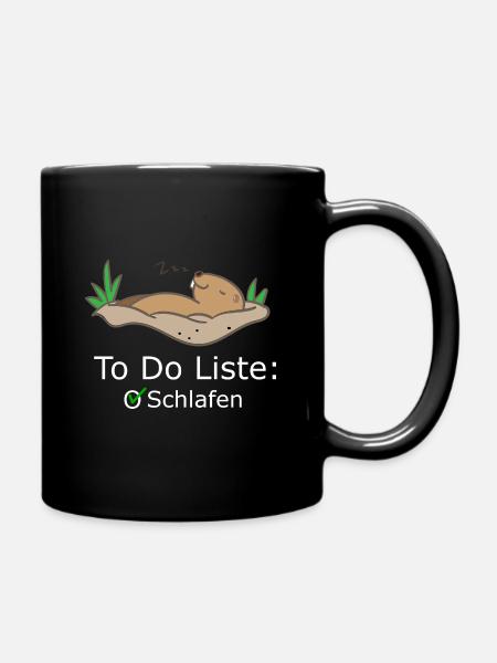 Murmeltier Schlafmütze Geschenkidee - Tasse einfarbig - Schwarz