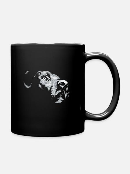 Labrador Kopf Personalisierungsmotiv - Tasse einfarbig - Schwarz