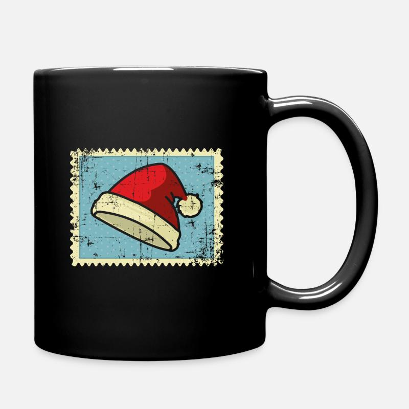 Weihnachtsmann Briefmarken - Tasse einfarbig - Schwarz