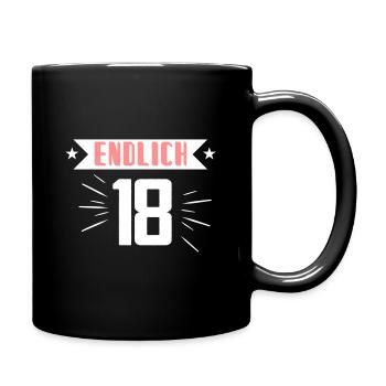 Endlich 18 - Tasse einfarbig - Schwarz - Rechts