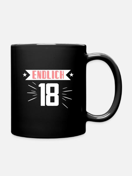 Endlich 18 - Tasse einfarbig - Schwarz