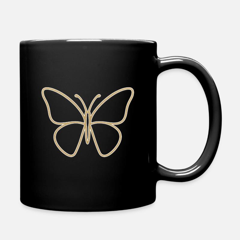 Golden butterfly silhouette - Full Colour Mug - black