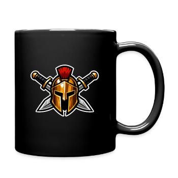 Spartanischer Helm mit Schwertern - Tasse einfarbig - Schwarz - Rechts