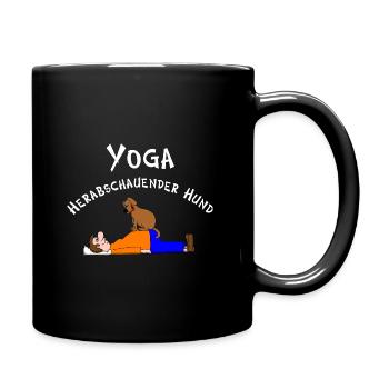 Yoga, Yogi, herabschauender Hund Asana - Tasse einfarbig - Schwarz - Rechts
