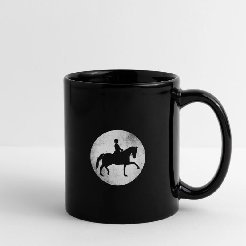 Tunierpferd mit Reiterin Tasse einfarbig