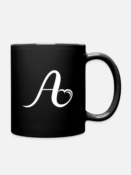 Herz Buchstabe A - Tasse einfarbig - Schwarz
