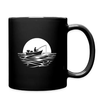 Silhouette of an angler - Full Colour Mug - black - Right