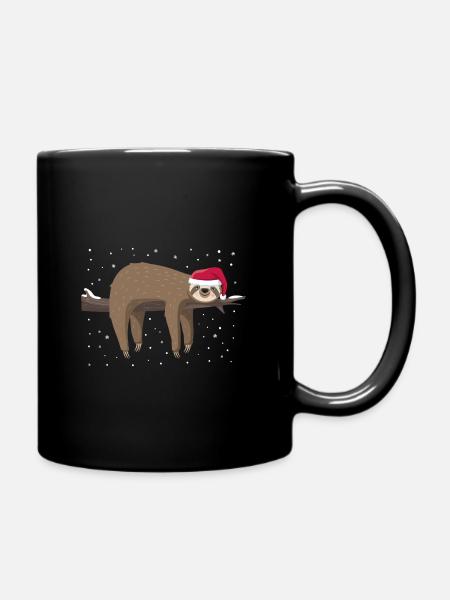Faultier Weihnachten - Tasse einfarbig - Schwarz