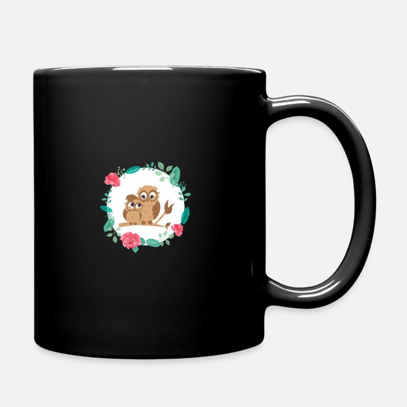 Hibou avec bébé - Mug uni - noir