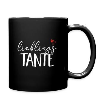 Lieblings Tante - Schwester Geschenk Liebe Familie - Tasse einfarbig - Schwarz - Rechts