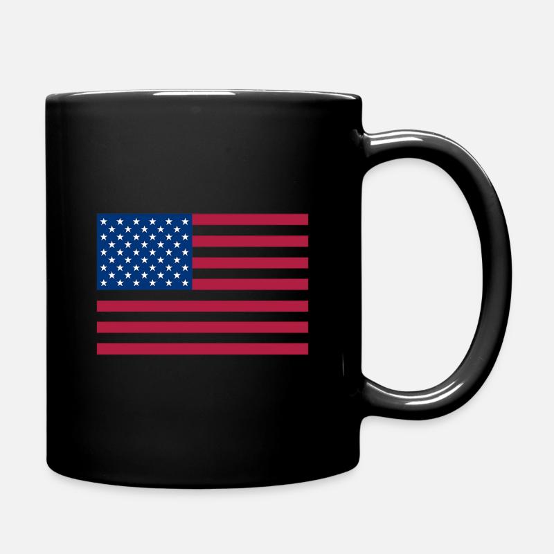 Dark Red American Flag - Full Colour Mug - black
