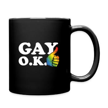 Schwul Ok - Tasse einfarbig - Schwarz - Rechts