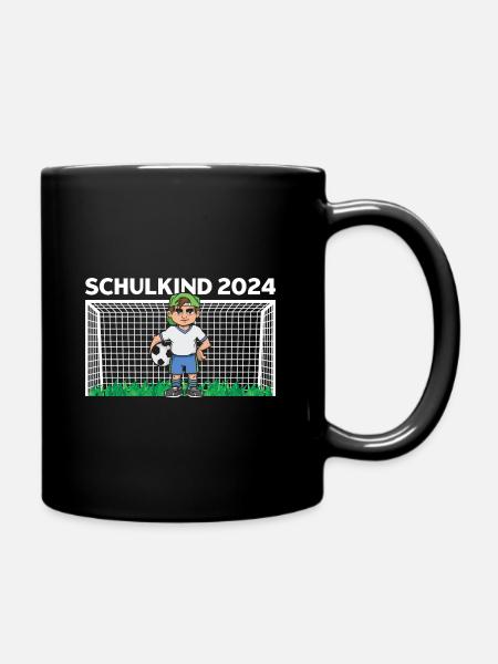 Schulkind 2024 Fußball Einschulung - Tasse einfarbig - Schwarz