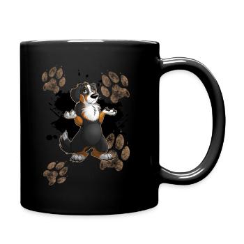 Muddy Paws / Dreckspfötchen - Tasse einfarbig - Schwarz - Rechts