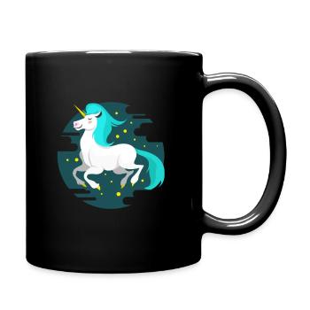 Einhorn Pferd Sterne Scherz Kuscheltier Glitzer - Tasse einfarbig - Schwarz - Rechts