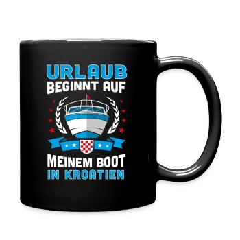 Boot Bootsurlaub Kroatien Boot Bootfahren Geschenk - Tasse einfarbig - Schwarz - Rechts