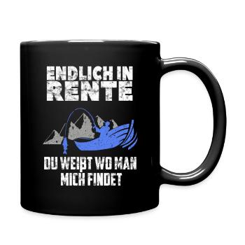Rente Angler lustiger Spruch Ruhestand Angeln Boot - Tasse einfarbig - Schwarz - Rechts