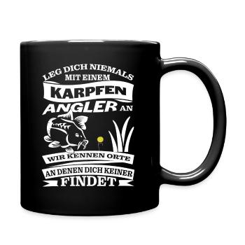 Karpfen Angler - Tasse einfarbig - Schwarz - Rechts