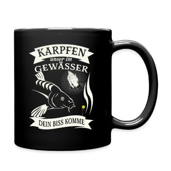 Karpfen unser im Gewässer, dein biss komme - Tasse einfarbig - Schwarz - Rechts