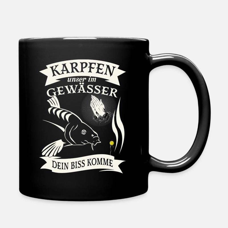 Karpfen unser im Gewässer, dein biss komme - Tasse einfarbig - Schwarz