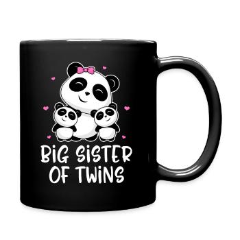 Big Sister Of Twins - Siblings Twins Pandas - Full Colour Mug - black - Right