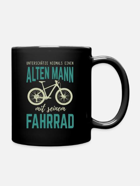 Alter Mann mit Fahrrad Geschenk - Tasse einfarbig - Schwarz