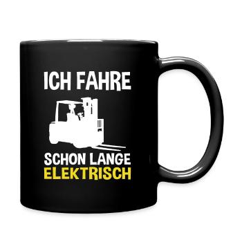 Logistiker E-Auto Logistik Gabelstapler Stapler - Tasse einfarbig - Schwarz - Rechts