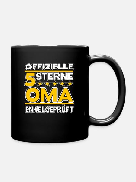 5 Sterne Oma Enkelgeprüft Großmutter Geschenk Baby - Tasse einfarbig - Schwarz