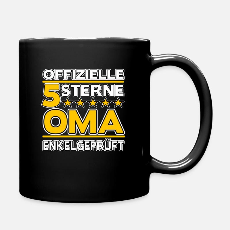 5 Sterne Oma Enkelgeprüft Großmutter Geschenk Baby - Tasse einfarbig - Schwarz