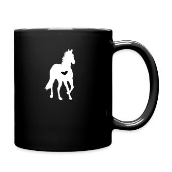 Cheval avec coeur chevaux cheval bébé cavalier équitation - Mug uni - noir - Droite