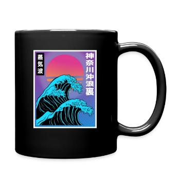 Vaporwave Aesthetic Big Wave Japan Style Art - Tasse einfarbig - Schwarz - Rechts