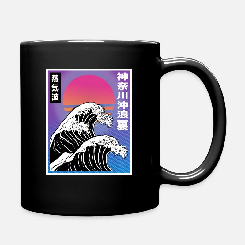 Vaporwave Synthwave Retro Big Wave Japan Style Art - Tasse einfarbig - Schwarz