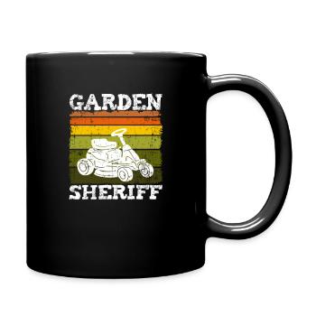Cadeau de tonte de pelouse de tondeuse à gazon de shérif de jardin - Mug uni - noir - Droite