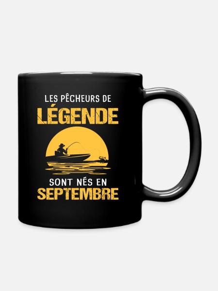 Pêcheur / Anniversaire / Septembre / Cadeau Pêche - Mug uni - noir