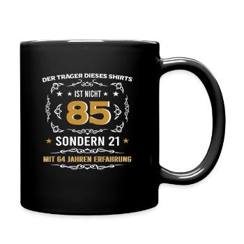 85. Geburtstag, lustige vintage Alters Sprüche - Tasse einfarbig - Schwarz - Rechts
