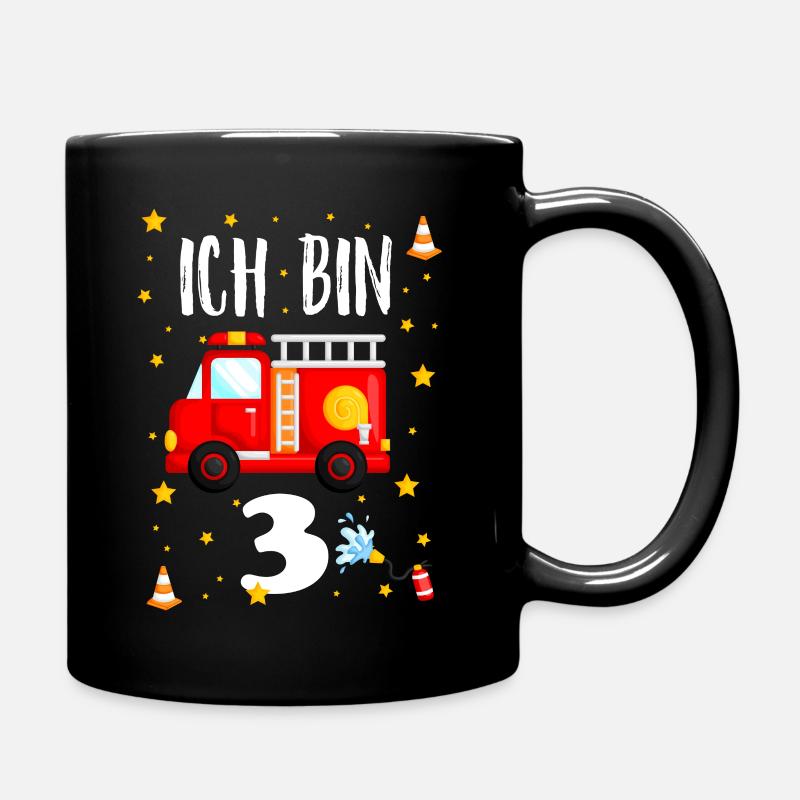 Feuerwehr Geburtstag - Ich bin 3 Jahre alt - Tasse einfarbig - Schwarz