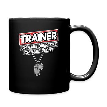 Trainer Handball Fußball Coach Tennis Lustig - Tasse einfarbig - Schwarz - Rechts
